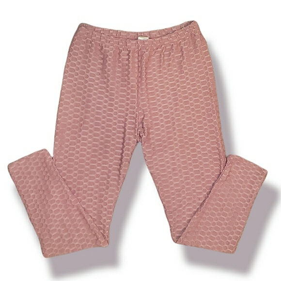 Cacia High Rise Scrunch Butt Honeycomb Bubble Texture Mauve Slimming Leggings L - Picture 6 of 16